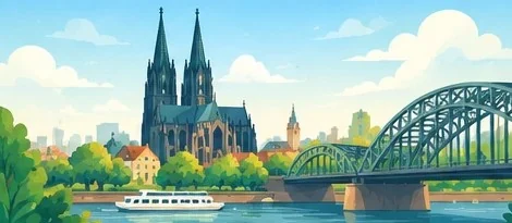 Cologne Cathedral and the bridge over the Rhine